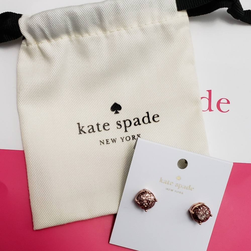 Kate Spade Gumdrop Earrings Rose Gold Pink Glitter